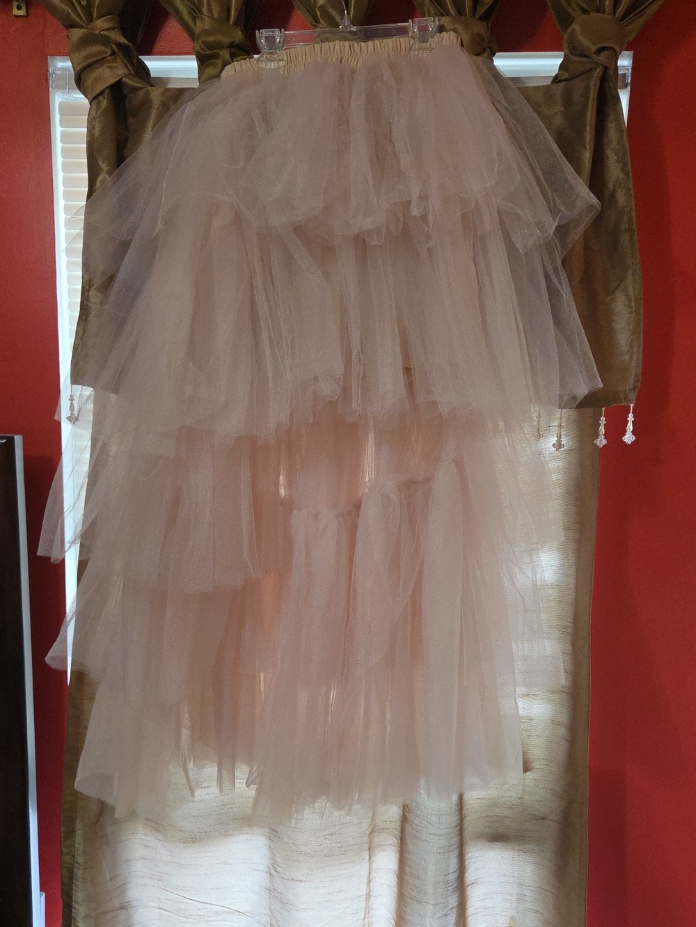 Soft Blush Tulle Layered Maxi Skirt
